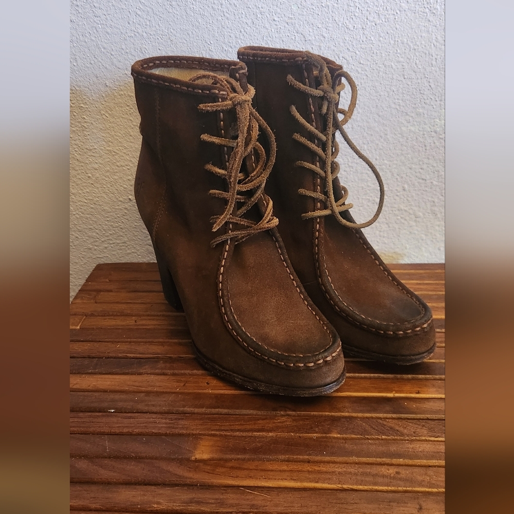 Frye Dark Brown Lace-Up Boots